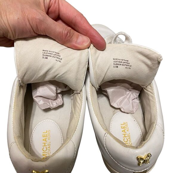 Mihael Kors Mindy Sneakers 9.5 EU 40 Butterflies Leather White Lace Up Designer - Picture 9 of 12
